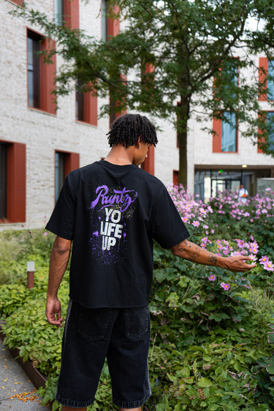 T-Shirt Herren schwarz Barongo x Runtz yo Life up