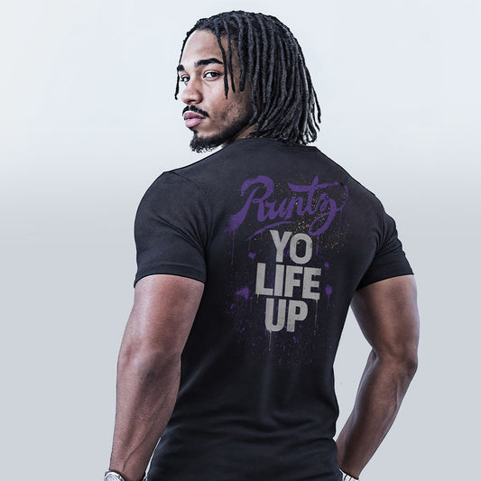 T-Shirt Herren schwarz Barongo x Runtz yo Life up